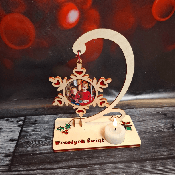 🎁Zestaw Premium: Foto Bombka + Podstawka ze Świeczką LED