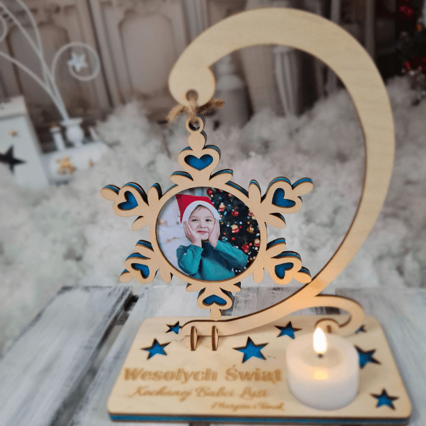 🎁Zestaw Premium: Foto Bombka + Podstawka ze Świeczką LED