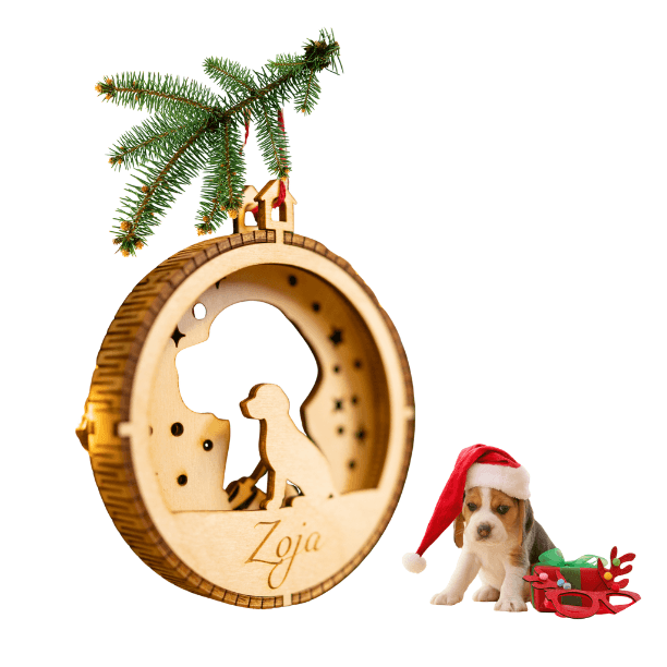 🐶🎄 Bombka z Psem — 150 Ras do Wyboru + Grawer Imienia