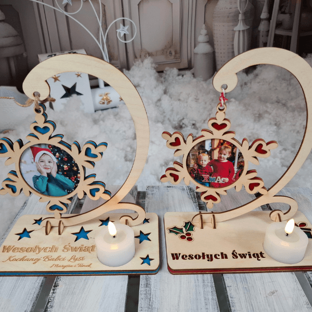 🎁Zestaw Premium: Foto Bombka + Podstawka ze Świeczką LED