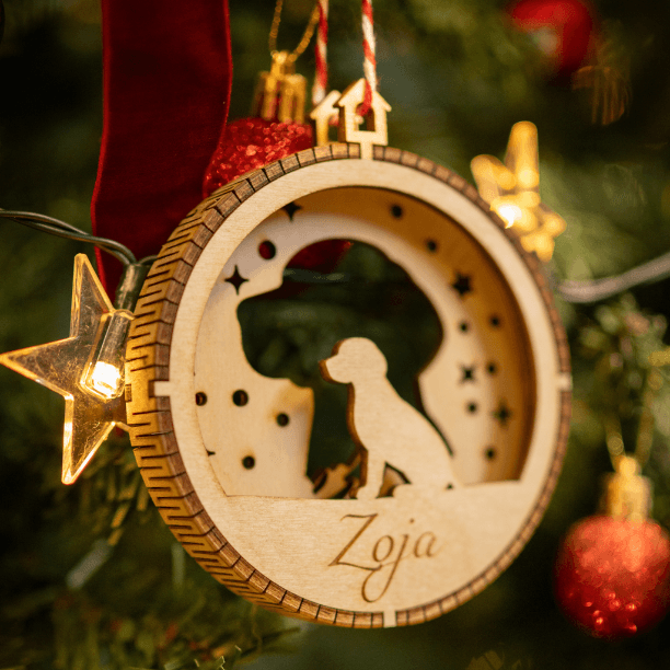 🐶🎄 Bombka z Psem — 150 Ras do Wyboru + Grawer Imienia